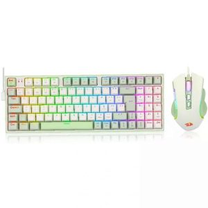 Redragon S134 Ultimate Gaming Rig Mechanical Gaming Keyboard & Mouse - White With Matcha Green
