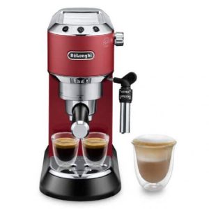 Delonghi Dedica Style Pump Espresso Coffee Machine, 15 Bar, EC685.R - Red