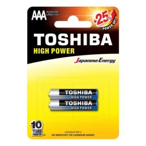 Toshiba LR03GCP BP-2 High Power AAA Alkaline Batteries, 1.5 V, 2 Pieces
