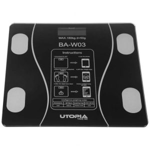 Utopia Ba-W03 Glass Personal Scale, Digital, 180 Kg - Black